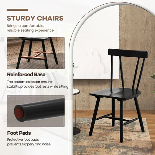 Miniatura 5 de NAFORT Juego de 2 sillas de comedor de madera, sillas Windsor modernas con respaldo de eje alto, asiento contorneado grande, carga máxima de 330