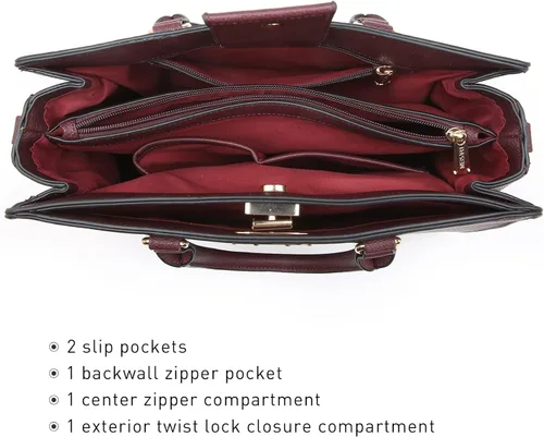 Miniatura 5 de Dasein Bolsos de mano para mujer, bolsos de mano con asa superior, bolsos de trabajo, bolsos de hombro con embrague a juego, juego de 2 piezas