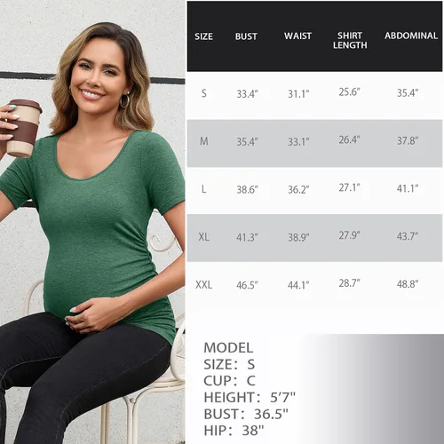 Miniatura 191 de GINKANA Blusas de maternidad de manga corta, diseño floral, fruncido, casual, para mamá, para embarazo