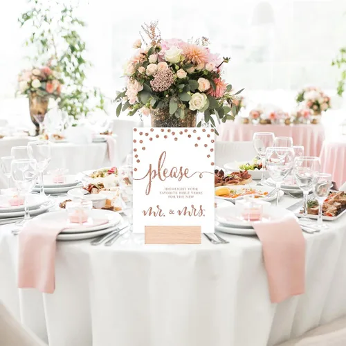 Miniatura 4 de Andaz Press Letreros de fiesta de boda, purpurina sintética de oro rosa, 8.5 x 11 pulgadas, resalta tu versículo bíblico favorito para el nuevo Sr.
