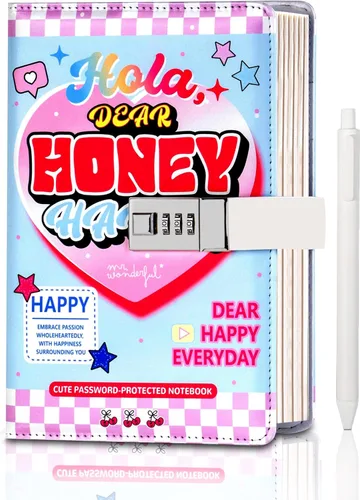 Miniatura 22 de CAGIE Diario con candado para niñas, kit de diario rayado rellenable A5 con contraseña y candado, lindos regalos de Navidad y cumpleaños para niñas
