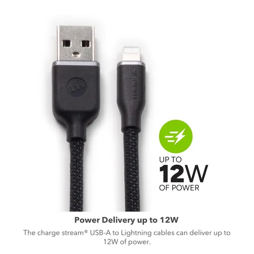 Miniatura 2 de Mophie Cable de silicona Charge Stream USB-A a Lightning de 6.6 ft/6 pies, cable trenzado de larga duración con Enduraflex, compatible con carga