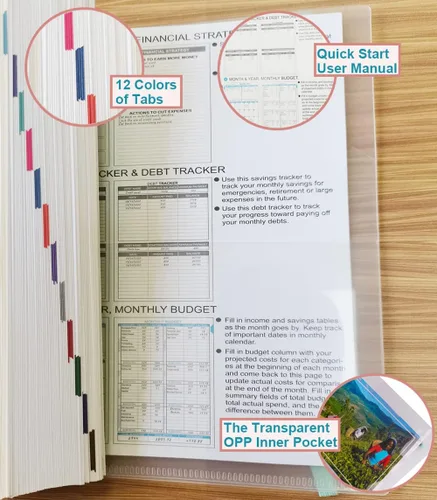 Miniatura 7 de Planificador de presupuesto y organizador mensual de facturas con bolsillos. Cuaderno de seguimiento de gastos, diario de presupuesto y planificador