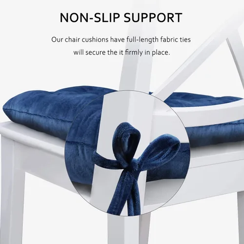 Miniatura 7 de ELFJOY Paquete de 4 Cojines para Sillas de Comedor, Almohadillas para Sillas de Cocina y Oficina, Cojín Cuadrado Acolchado para Asiento con Lazos V