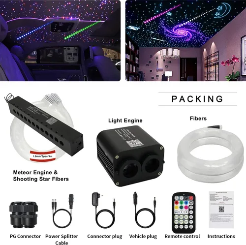 Miniatura 7 de Azimom Kits de Iluminación de Techo de Fibra Óptica de Estrellas Titilantes de 20w de Doble Color, 600pcs 0.076cm 3m, Meteorito de Estrella