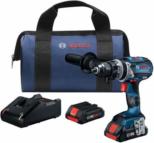 BOSCH GSB18V-975CB25 taladro/atornillador sin escobillas listo para conexión de 18 V, 1/2 pulg. con (2) baterías CORE18V® de 4 Ah de potencia
