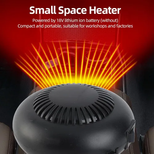 Miniatura 3 de lyrlody Ventilador de calentador portátil alimentado por batería 18V iones de litio 2 ajustes de temperatura 30-80 Calentador eléctrico compacto
