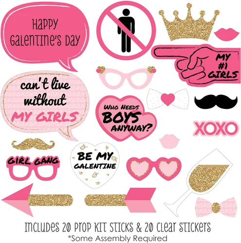 Miniatura 2 de Big Dot of Happiness Be My Galentine - Kit de accesorios para cabina de fotos para fiesta de Galentine y San Valentín, 20