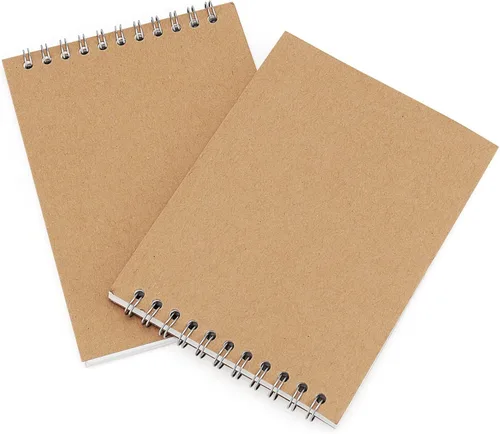 Miniatura 4 de HOZEON 22 cuadernos de bocetos encuadernados en espiral superior tamaño A6, cubierta de cartón marrón kraft en blanco para animación, bocetos