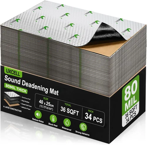 Miniatura 11 de uxcell 2 unids 80mil 5sqft coche amortiguador de sonido aislamiento térmico almohadilla butilo amortiguamiento autoadhesivo
