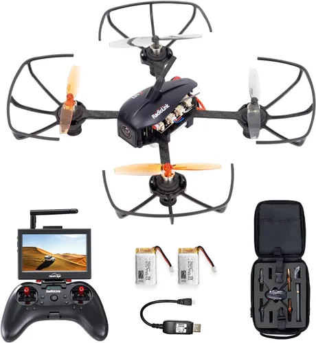 Radiolink F121 FPV Mini RC Drone RTF con cámara para adultos y niños principiantes, cuadricóptero RC cepillado de 4.764 in, 2 baterías con estuche