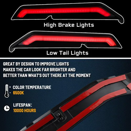 Miniatura 3 de Kit de luz de montaje alto, función como intermitentes secuenciales, luces de freno y cola y marcha atrás, 4 en 1, compatible con Jeep Wrangler