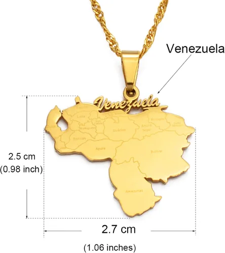 Miniatura 5 de SHOUJIQQ Map of Venezuela - Collares con colgante para mujeres y hombres, mapas de encanto, cadena de clavícula, collar étnico de hip hop