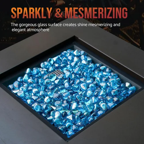 Miniatura 5 de Skyflame Diamantes de vidrio de fuego de 10 libras para paisajismo de chimeneas de hoguera, diamantes de fuego de vidrio reflectante de 1/2 pulgada