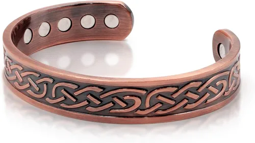 Miniatura 9 de Brazalete magnético celta de cobre pesado grande para hombre, con 10 imanes, Metal