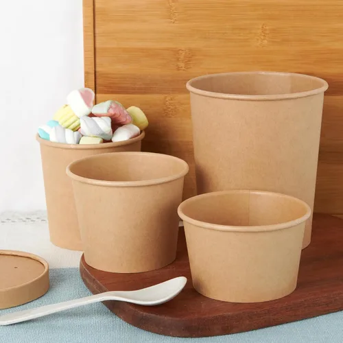 Miniatura 7 de JOLLY PARTY Paquete de 25 envases de papel para sopa con tapas de 32 onzas, vasos desechables de papel para comida, vasos para helado