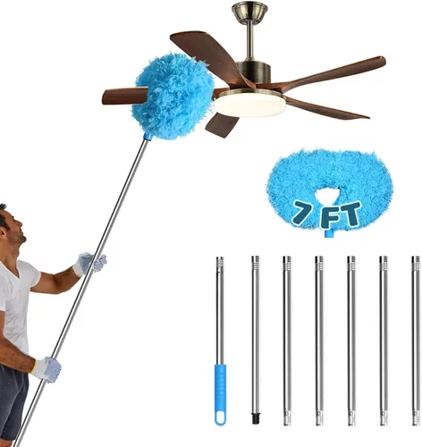 Miniatura 10 de Storystore Plumero para ventilador de techo con poste de extensión, ajustable de 13 a 49.7 pulgadas, limpiador de aspas de ventilador removible