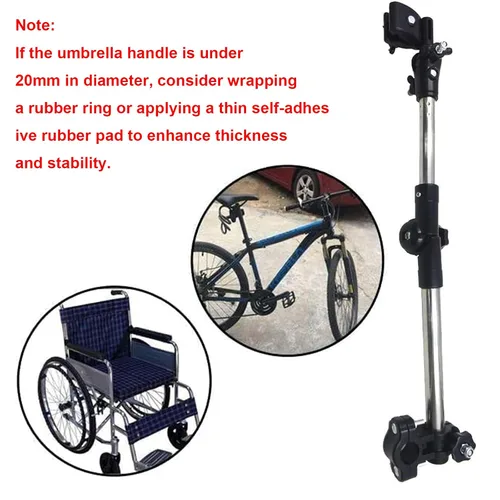 Miniatura 4 de Soporte de montaje para paraguas, soporte ajustable de 180° para cochecito, diámetro del orificio de 0.3-0.5 in, abrazadera para paraguas