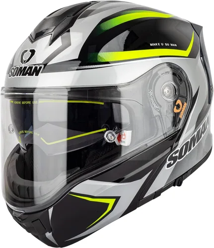 Miniatura 15 de Casco modular de motocicleta abatible de doble visera para hombre, aprobado por puntos 965