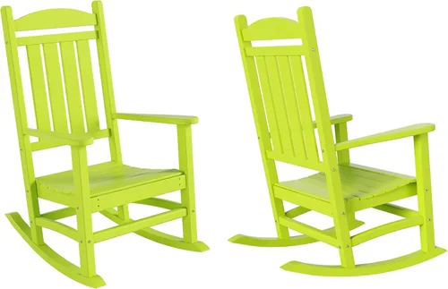 Miniatura 43 de HDPE Laguna Silla mecedora Adirondack de polietileno para exteriores (juego de 2), color negro