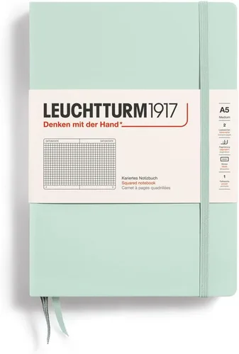 Miniatura 115 de LEUCHTTURM1917 - Cuaderno de tapa dura mediano A5 con 251 páginas numeradas para escritura y diario (verde menta, con puntos)