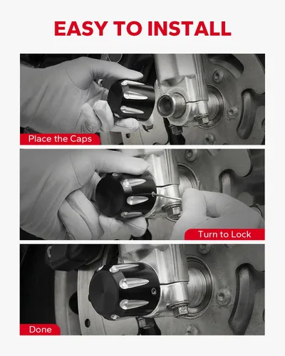 Miniatura 4 de Cubiertas para tuercas de eje delantero, tapas de tuerca de eje CNC compatibles con Harley Davidson Touring Dyna Sportster Trike Softail Street