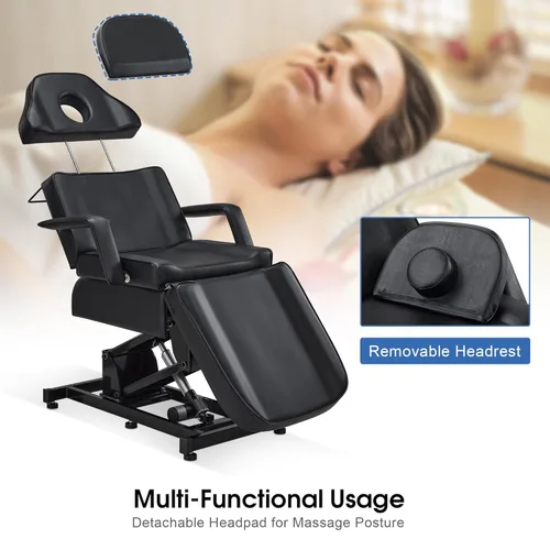 Miniatura 5 de BarberPub Cama facial totalmente eléctrica con 3 motores para esteticista, silla de tatuaje eléctrica para cliente, cama facial para esteticista