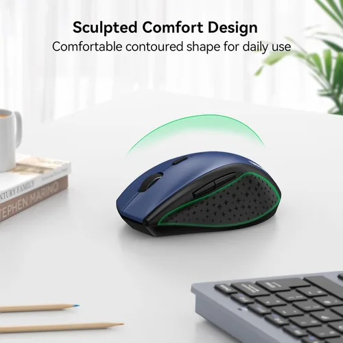 Miniatura 3 de TECKNET Mouse inalámbrico, mouse USB de 2.4 G con 6 niveles ajustables 3200 DPI, batería de 30 meses, empuñaduras ergonómicas, 6 botones portátiles