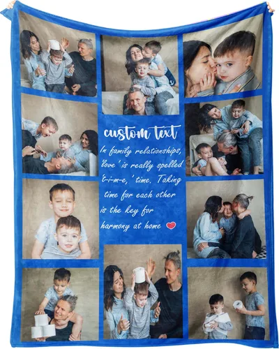 Miniatura 15 de D-Story Manta personalizada con foto, entrega al día siguiente, hecha en EUA, Manta de collage personalizada, haz una manta personalizada