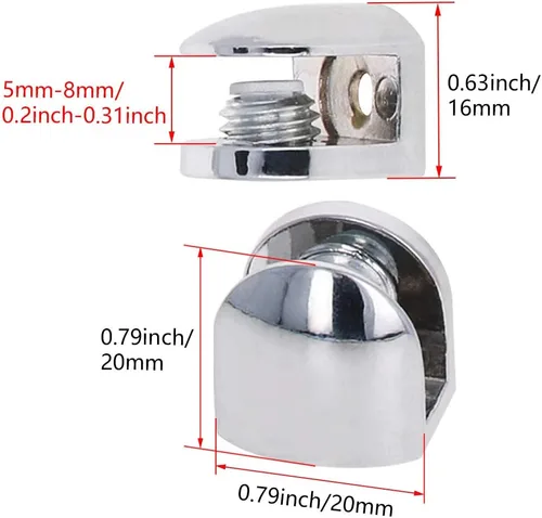Miniatura 2 de Soporte de estante de vidrio ajustable de aleación de zinc A9 Soporte de clip de abrazadera de gabinete de puerta para 0.197-0.315 in de grosor