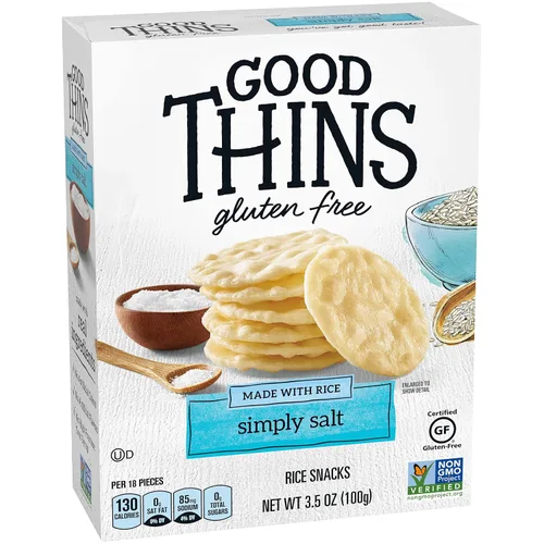 Miniatura 10 de Good Thins Galletas de arroz simplemente saladas sin gluten, 3.5 onzas (Paquete de 3)