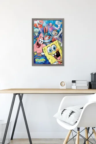 Miniatura 6 de Trends International Nickelodeon Spongebob - Póster de pared Joy, 14.725 x 22.375 pulgadas, versión con marco de madera tipo granero
