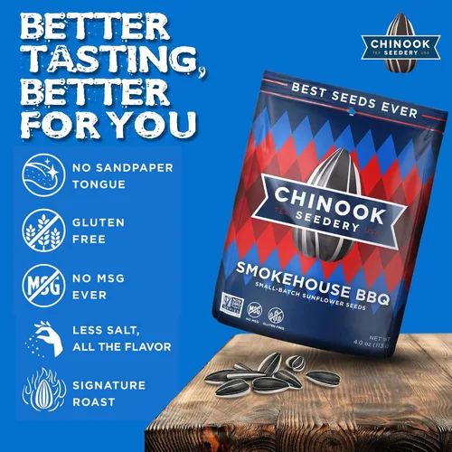Miniatura 8 de Chinook Seedery Smokehouse BBQ Flavor 4 oz (paquete de 12) y muestra de 4 onzas (paquete de 6) Combo – Semillas de girasol jumbo tostadas – Snacks