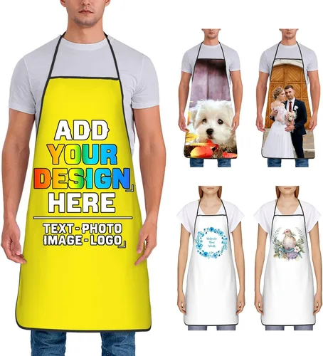 Miniatura 18 de Delantal personalizado para mujer, personalizado para añadir tu propio nombre, texto, logotipo, foto, chef, delantal de cocina para barbacoa