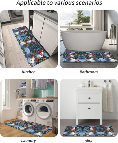 Miniatura 5 de Tapete de baño de Navidad para bañera, antideslizante, de secado rápido y absorbente, tierra de diatomeas, fregadero, dormitorio, cocina, lavable
