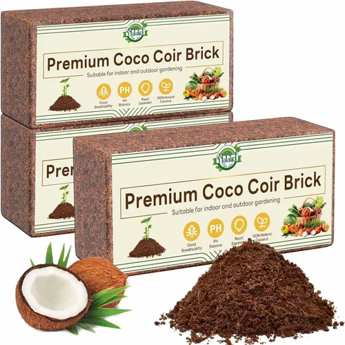 Miniatura 12 de Halatool Paquete de 10 ladrillos de coco de coco, suelo de coco orgánico para plantas, nivelación, iniciador de semillas, mezcla para macetas