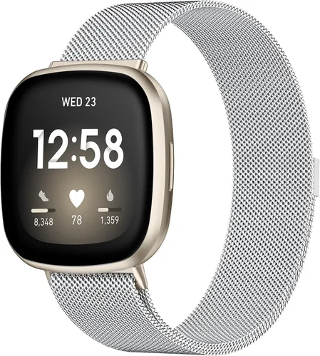 Miniatura 15 de Compatible con Correas Fitbit Sense Versa 4 Sense 2 y Versa 3 para Hombres Mujeres, Correa de Reemplazo de Malla Metálica Transpirable de Acero