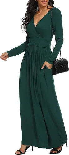 Miniatura 2 de LILBETTER - Maxi vestido casual, de manga larga, cuello en V, holgado, liso y largo para mujer