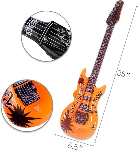 Miniatura 2 de Novelty Place 12 guitarras inflables para niños, 35 pulgadas, guitarras eléctricas inflables de 35 pulgadas, colores surtidos, juguete de guitarra