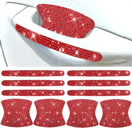 BetterJonny 10 unidades de protectores de arañazos de cristal, pegatinas de manija de strass para protección brillante para calcomanías de auto para