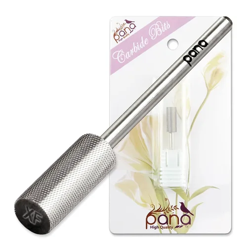 PANA Broca de Barril Pequeño de Parte Superior Plana Tamaño de Vástago 3/32" - (Plateado, Grano Extra Fino) - Broca de Taladro para Uñas de