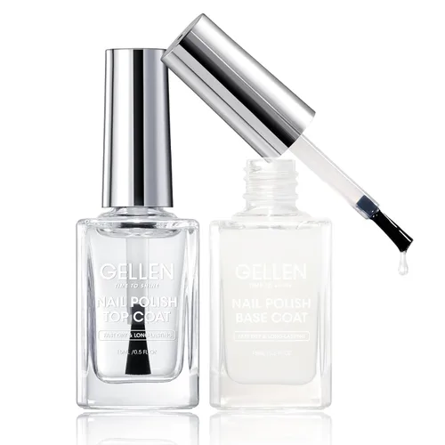 Miniatura 13 de GELLEN Esmalte de uñas base transparente, capa superior, base con tinte rosa claro y capa superior brillante sin necesidad de limpieza
