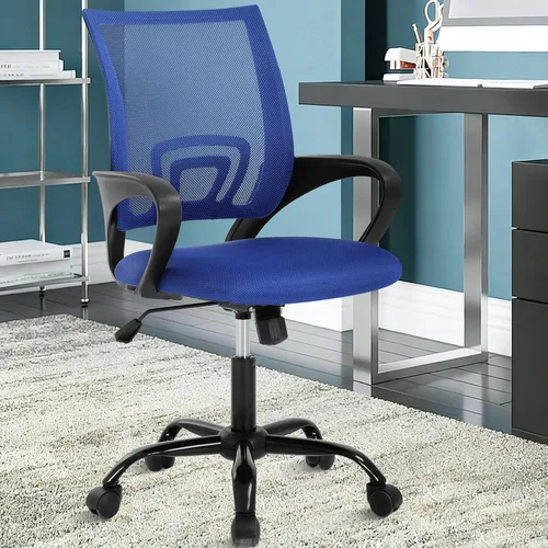 Miniatura 13 de Silla de oficina ergonómica, silla de escritorio de malla con respaldo medio con soporte lumbar y reposabrazos, transpirable, sillas ejecutivas