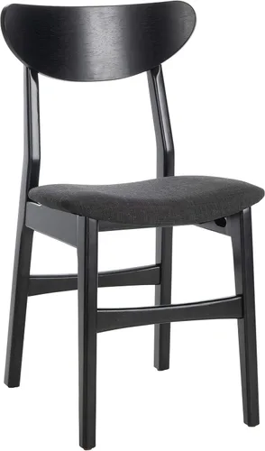 SAFAVIEH Furniture Lucca - Juego de 2 sillas de comedor retro, color negro, madera, diseño tapizado de mediados de siglo, ideal para comedor, Cojín