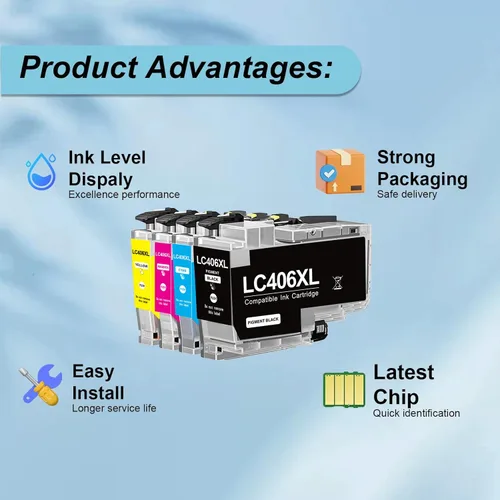 Miniatura 3 de LC406XL Ink Cartridges High Yield Compatible for Brother LC406XL LC406 XL LC406 use with MFC-J4335DW MFC-J4535DW MFC-J5855DW MFC-J6555DW MFC-J6955DW