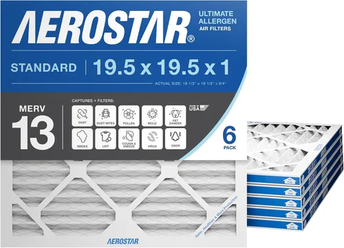 Miniatura 8 de Aerostar 19.5 x 19.5 x 1 MERV 8 – 4 unidades – Filtros plisados de alta eficiencia para HVAC, horno y aire acondicionado – Elimina el polvo, pelusa