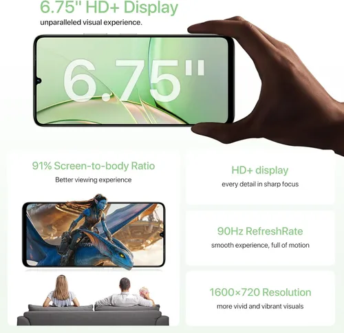 Miniatura 2 de UMIDIGI Teléfono celular, teléfono inteligente G9T Android 14 desbloqueado, 4+128 GB/1 TB TF, 6.75 pulgadas HD+, 5000mAh, carga rápida de 18 W, Verde
