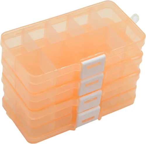Miniatura 5 de Yansanido 4 piezas, 10 rejillas de 5 x 2.5 pulgadas, organizador ajustable pequeño extraíble de plástico con divisor, caja de almacenamiento
