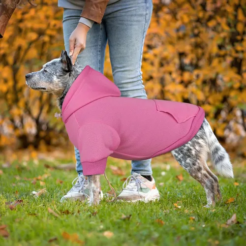 Miniatura 6 de Suéteres para perros grandes, suéter con capucha para perro de vellón cepillado suave sólido, ropa para mascotas, sudadera con capucha para mascotas