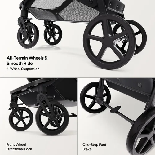 Miniatura 8 de Mompush Wiz - Cochecito de bebé 2 en 1 con modo Pramette para bebé, convertible plegable con una sola mano, para recién nacidos a niños pequeños